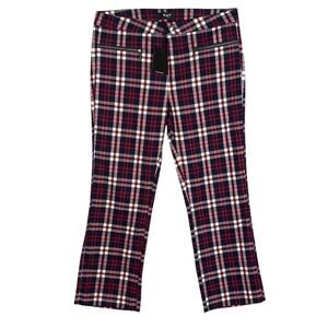 Oat Anthropologie Plaid straight Leg Crop Pants Size 29 NWT Preppy Grandma Retro